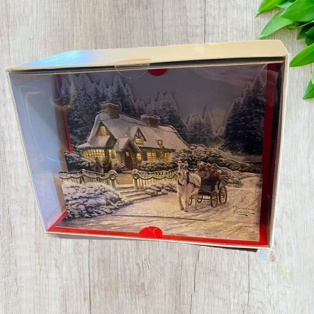 Hallmark 3D Thomas Kinkade Christmas Cards NEW 16